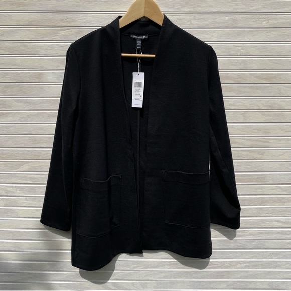 Eileen Fisher High Collar Long Jacket - XXS - NWT - Picture 2 of 6